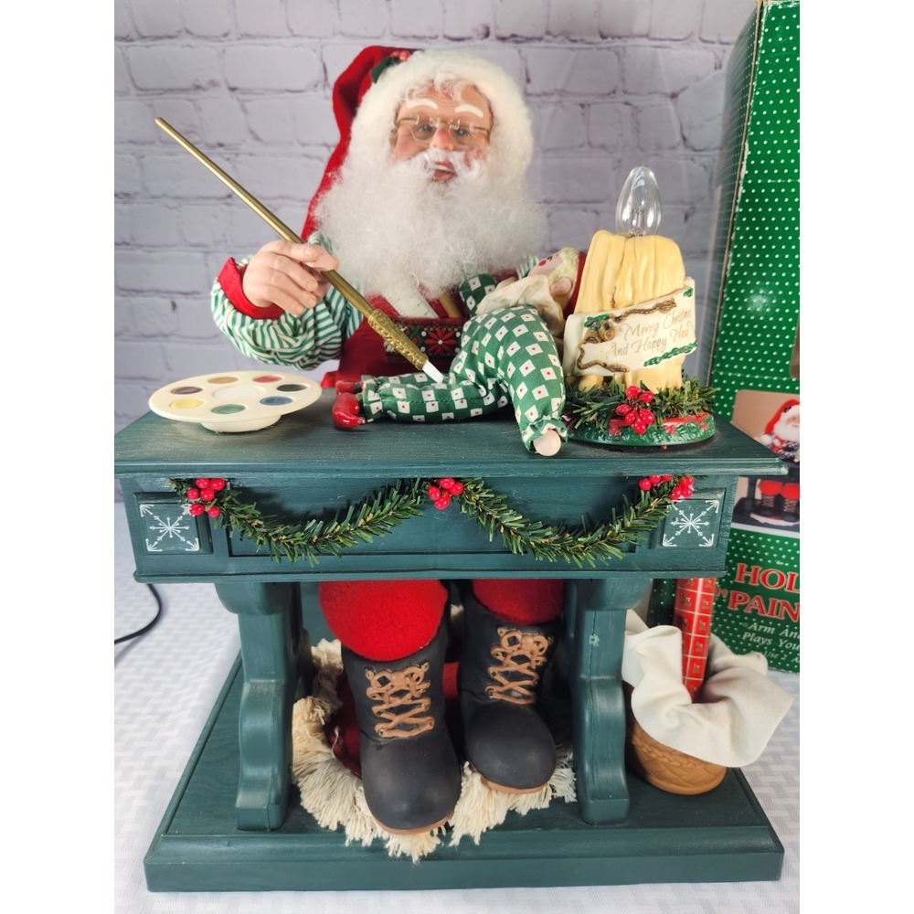 Vintage 1994 Animated Santa Workshop Lights Music Movement Holiday Creations